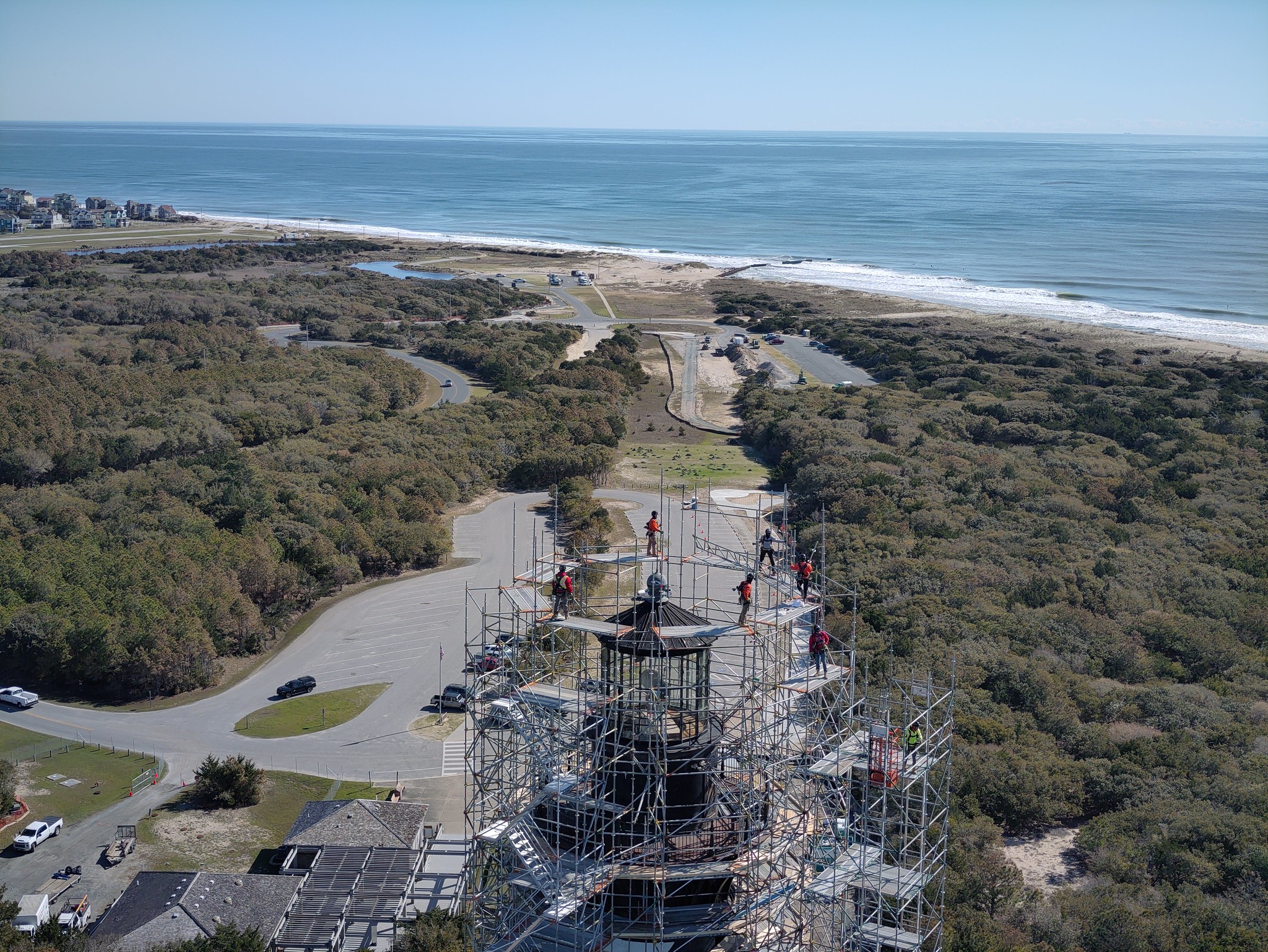 Cape Hatteras Lighthouse Restoration - Workers on Scaffolding