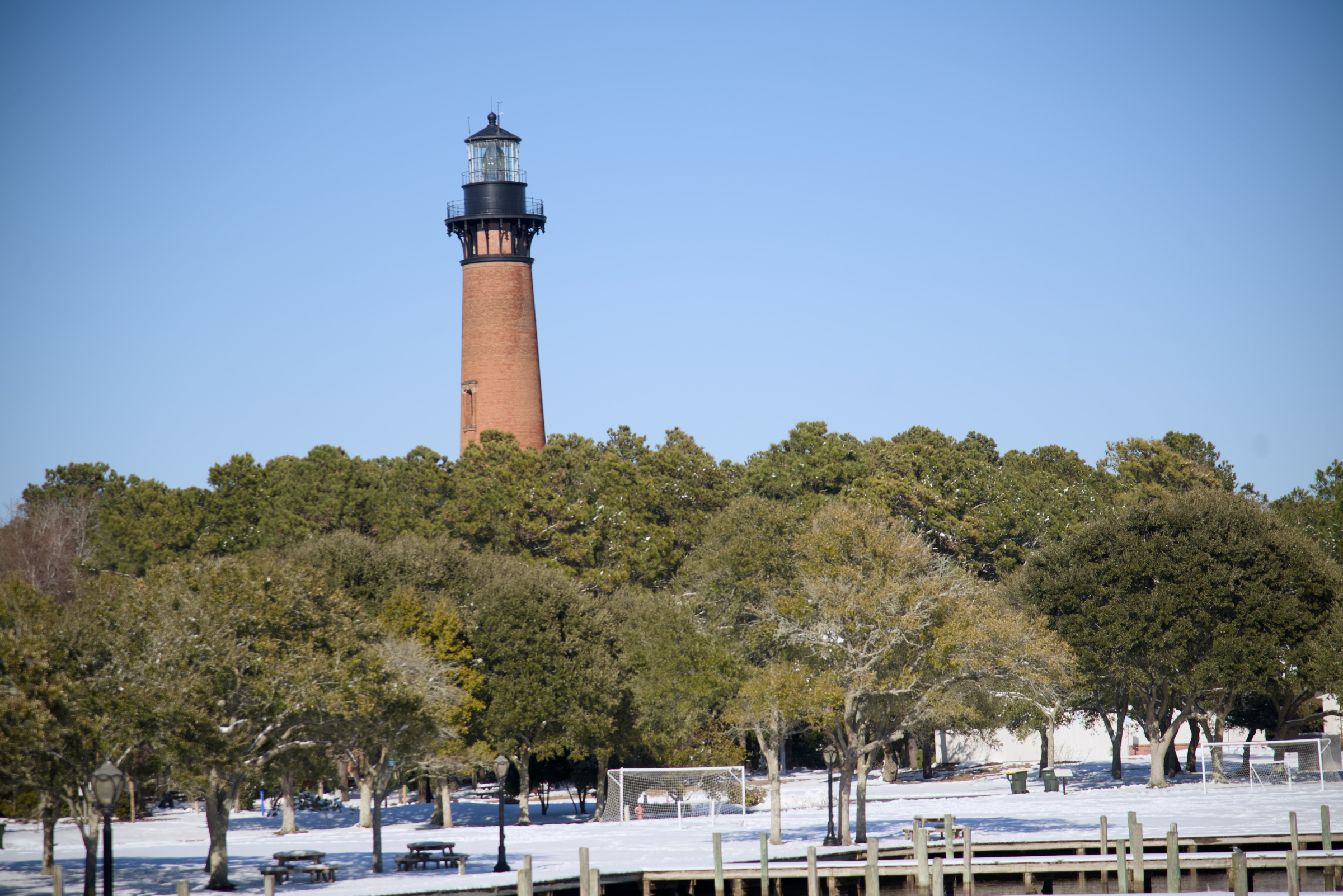 Corolla Lighthouse Winter Snow