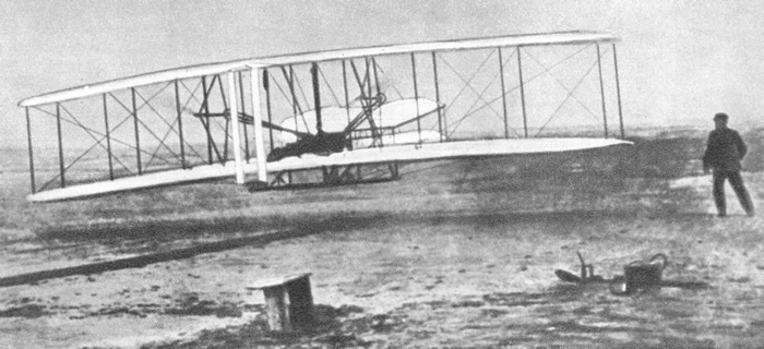The first flight of the Wright brothers in Kitty Hawk, NC.