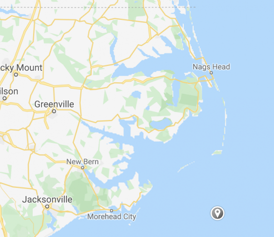 Coordinates of the Royal Merchant in Netflix's Outer Banks