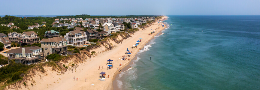 Aerial photo of the Outer Banks oceanside